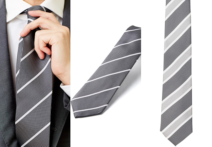 ー品販売 灰色 ストライプ ネクタイ つけネクタイ