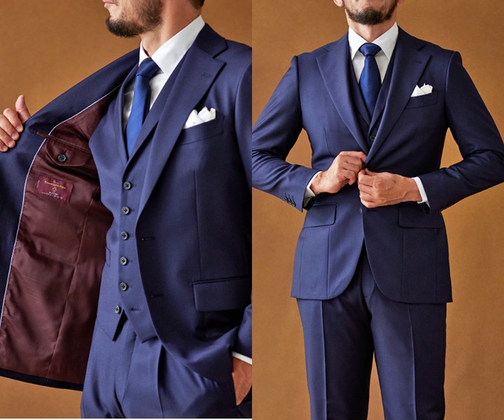 プレミアムオーダースーツ 青 メンズ セットアップ スーツ Men's Suit 